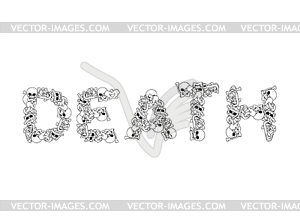 Death typography. Letters of bones. Anatomy - vector clipart