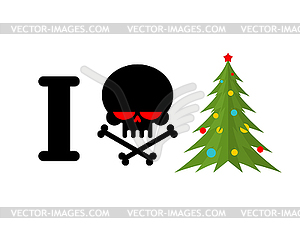I hate Christmas. Skull and bones symbol of hatred - vector clipart