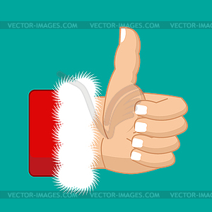 Christmas Like Santa Claus. Thumb up. Symbol all - vector clip art