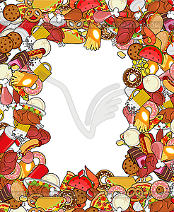 Food frame. Background of feed. Edible cadre. - vector clipart