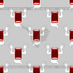 Spooky seamless pattern. Terrible howling wraith - stock vector clipart