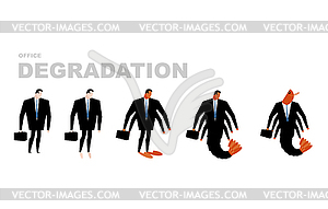 Office degradation. Manager turns into office - vector image