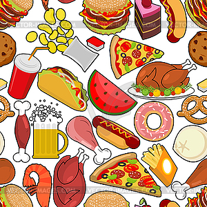 Food seamless pattern. Feed ornament. meat - vector clipart