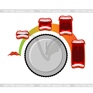 Adjust volume. shout level. Stage ora. Open mouth - vector clipart