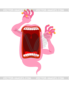 Pink ghost. Scary spook. Horrible ghost - vector clip art