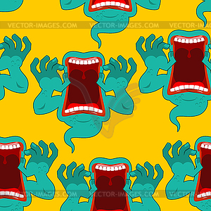 Ghost seamless pattern. Terrible howling wraith - vector clipart