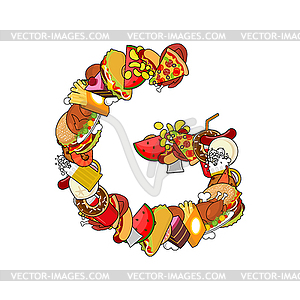 Letter G food. Typography sign of products. Edible - vector clipart