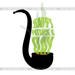 Happy Patricks Day. Pipe with smoke for leprechaun - vector image