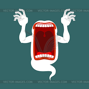 Horrible wraith frightening screams. Scary ghost - vector image