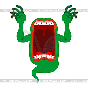 Mysterious phantom. Angry hungry spirit. Scary ghos - vector image