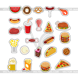 Food sticker set. Signs meat. feed Icon - vector image