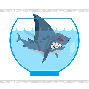 Shark in Aquarium. Angry Marine predator with - vector clipart