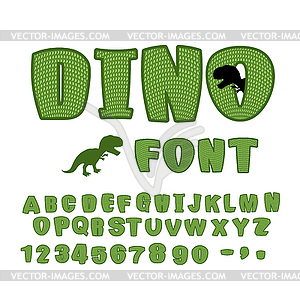 Dino font. dinosaur ABC. Texture animal of - vector image