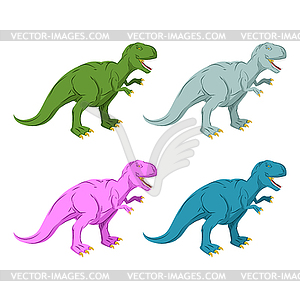 Dinosaur multicolored set. Pink Tyrannosaurus Rex. - vector image