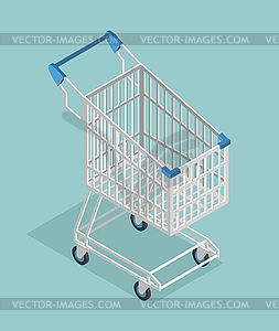 Shopping cart isometrics. Empty Supermarket shoppin - vector image