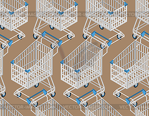 Shopping cart seamless pattern. Supermarket Shoppin - vector image