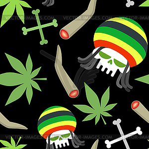 Rasta pattern. Seamless background of marihuanny an - vector image