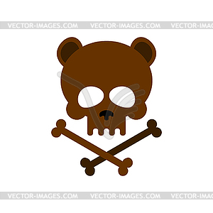 Cute bear skull with bones. Honey bear good - vector clipart