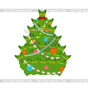 Cats Christmas tree. Spruce of pet. fir-tree of cat - vector clipart
