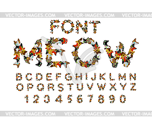 Meow font. Cat alphabet. catlike ABC. letters of - vector clip art