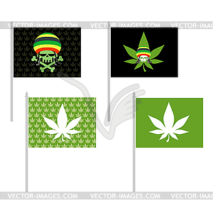 Rasta флаги установлены. Баннер для наркоманов Ямайки. - векторизованное изображение клипарта