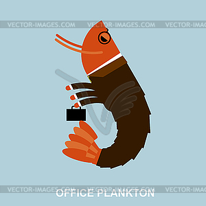 Office plankton. Shrimp in business suit and - vector clipart
