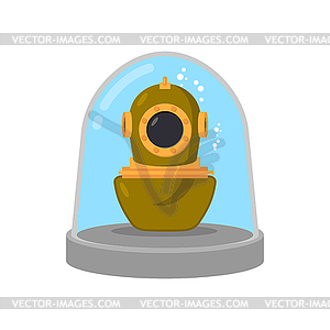 Ancient diving suit in Glass bell. Underwater suit - vector clip art