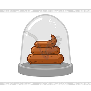 Shit in Glass bell. Poop in laboratory flask. turd - vector clip art