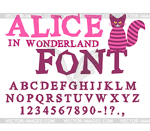 Alice in Wonderland font. Fairy ABC. mad Alphabet - vector clipart