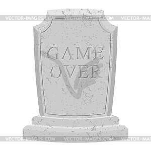 Game over tomb. Carved stone end of game. text - vector clipart