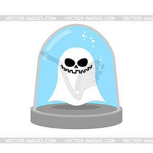 Ghost in trap. specter in Glass bell. laboratory - vector clip art