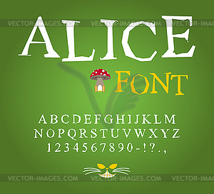 Alice in Wonderland font. Fairy ABC. mad Alphabet - vector clipart