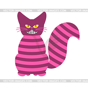 Cheshire Cat. Magic animal with long tail. Striped - vector image