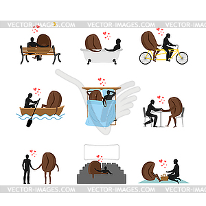 Coffee lovers set. Love of coffee bean collection. - vector clipart