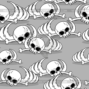 Remains of skeleton seamless pattern. Skull and - vector clipart