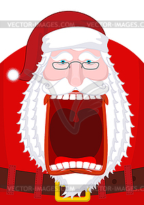 Angry Santa Claus shouts. Scary grandfather yelling - vector EPS clipart
