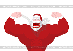 Santa Claus Fitness. Powerful old man with big - vector image