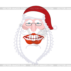 Merry Santa Claus nicker. Broad smile. large - vector clip art