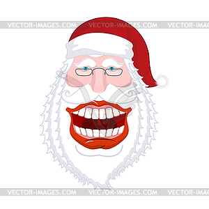 Chortle Santa Claus. Broad smile. large mouth. Merr - vector clip art