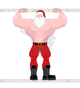 Santa Claus Fitness. Powerful old man with big - vector image