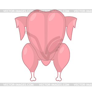 Raw turkey Fresh chicken carcass. fowl - vector clipart