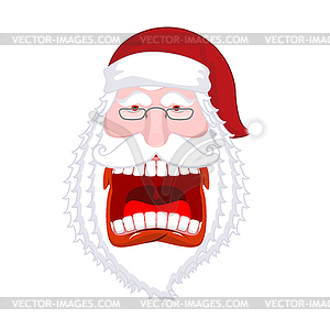 Сумасшедший Санта Shout. Страшный дед орать. открыто - изображение в векторном формате
