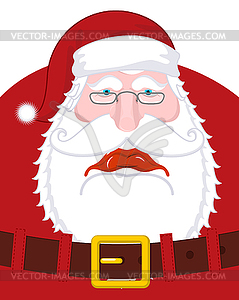Sad Santa Claus and belt. dull Christmas - vector clipart