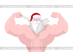 Санта-Клаус сильным. Мощный старик с большой - векторный эскиз