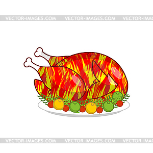 Fire Rooster year 2017. Fried cock symbol of new - vector clipart