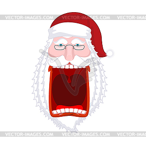 Angry Santa Claus shouts. Scary grandfather yelling - stock vector clipart