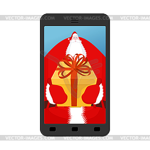 Christmas Photo Santa. Photographing your - vector clipart