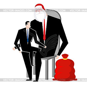 Santa Claus congratulates employee. Manager - vector EPS clipart