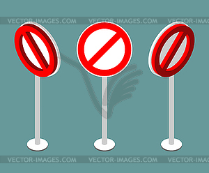 Stop sign isometry. Prohibition road sign - vector image