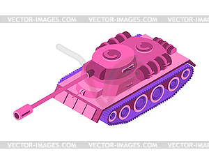 Toy Pink Tank Isometric. Military machine cl - royalty-free vector image